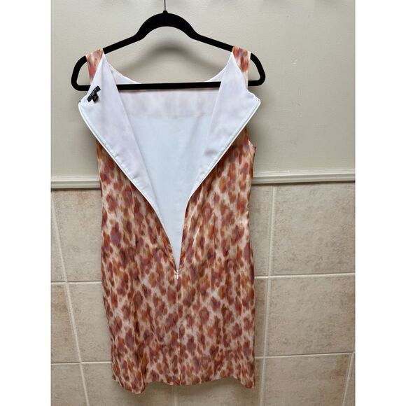 Ann Taylor Women's Silk Orange Cream Layered Fabric Front Sleeveless Dress 10 - Picture 4 of 7